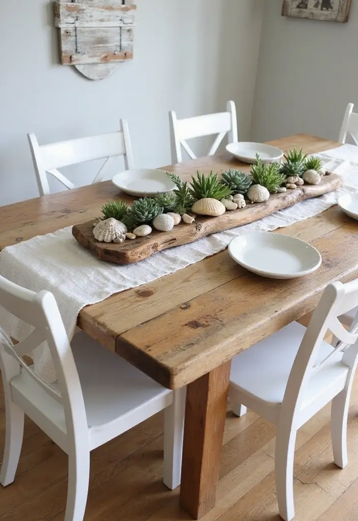 25 Coastal Dining Room Inspirations Full of Breezy Vibes - 1. Driftwood Dining Tables
