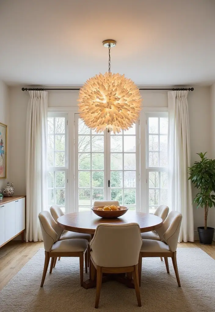 25 Coastal Dining Room Inspirations Full of Breezy Vibes - 10. Statement Light Fixtures