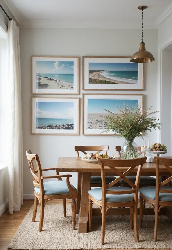 25 Coastal Dining Room Inspirations Full of Breezy Vibes - 18. Coastal Artwork