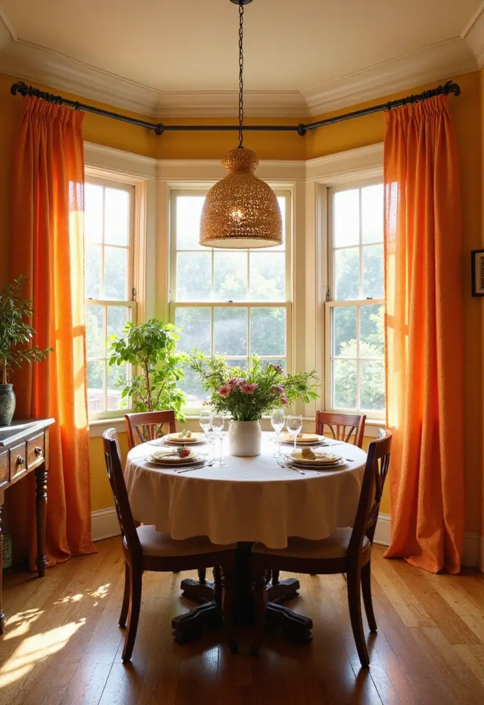 25 Colorful Dining Room Designs That Spark Joy - 14. Vibrant Curtains