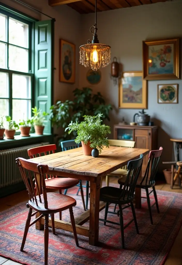 25 Colorful Dining Room Designs That Spark Joy - 2. Eclectic Furniture Choices
