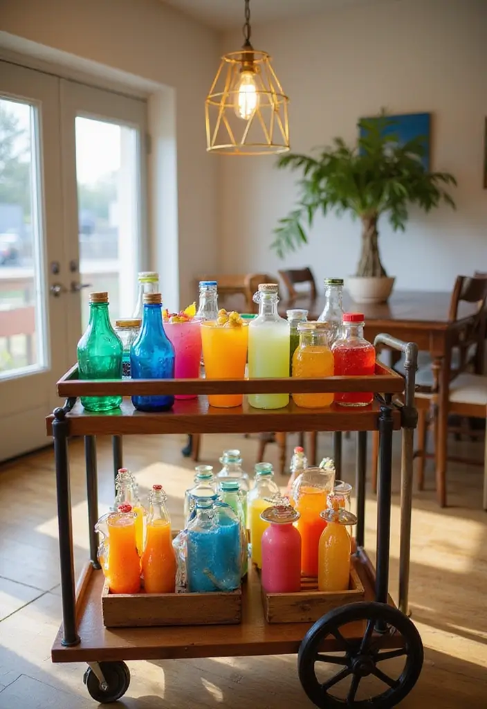 25 Colorful Dining Room Designs That Spark Joy - 21. Bright Bar Carts