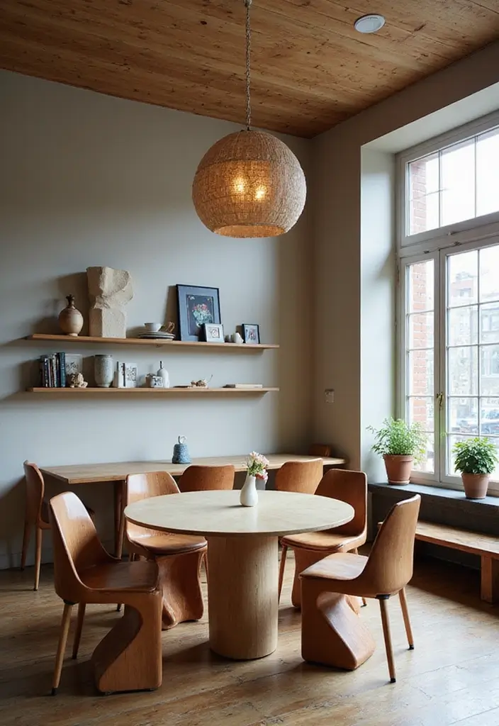25 Colorful Dining Room Designs That Spark Joy - 22. Artistic Furniture Pieces