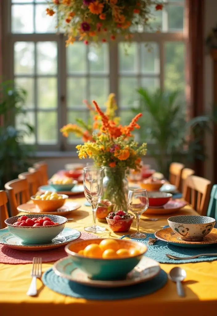 25 Colorful Dining Room Designs That Spark Joy - 3. Colorful Table Settings
