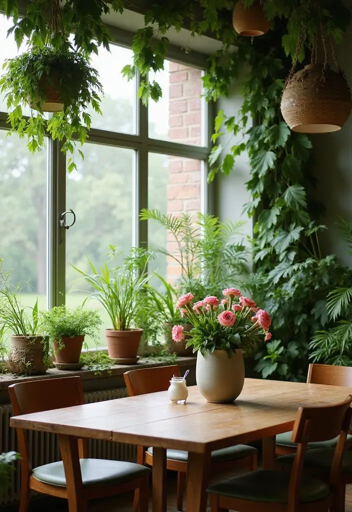 25 Colorful Dining Room Designs That Spark Joy - 8. Fresh Greenery