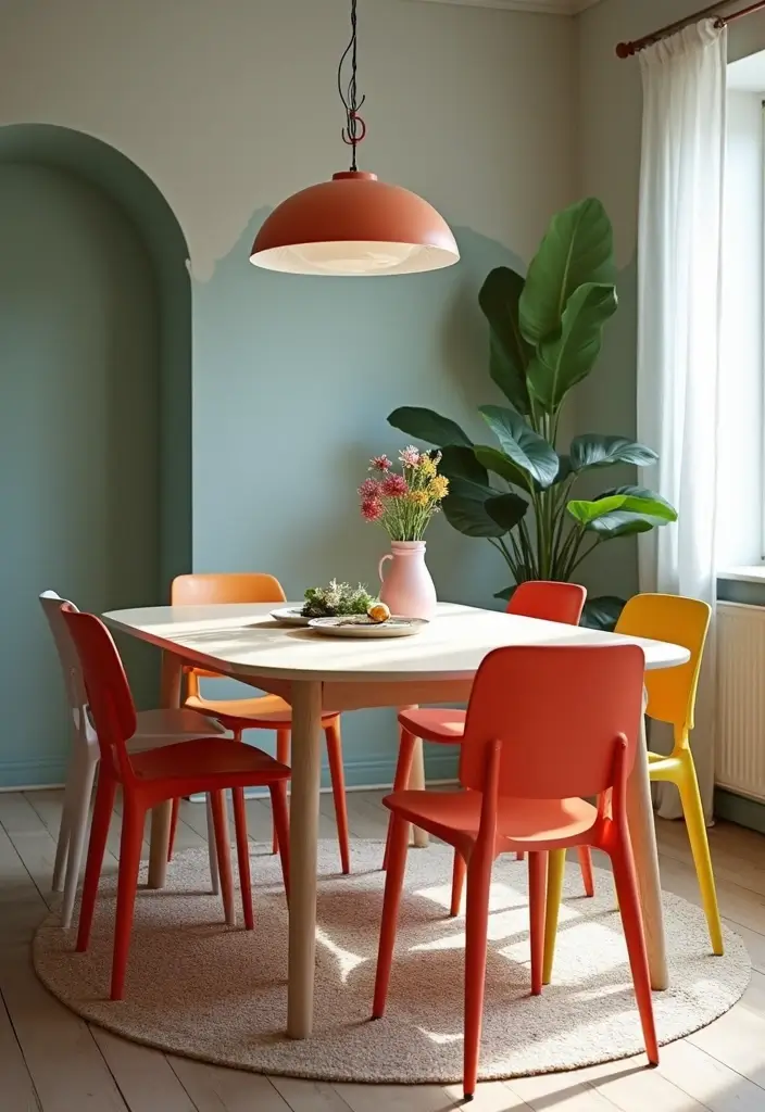 25 Colorful Dining Room Designs That Spark Joy - 9. Colorful Dining Chairs