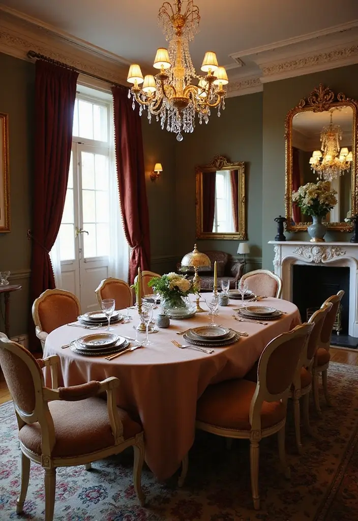 25 Dining Rooms with Fireplace That Feel Extra Cozy - 11. Vintage Glam