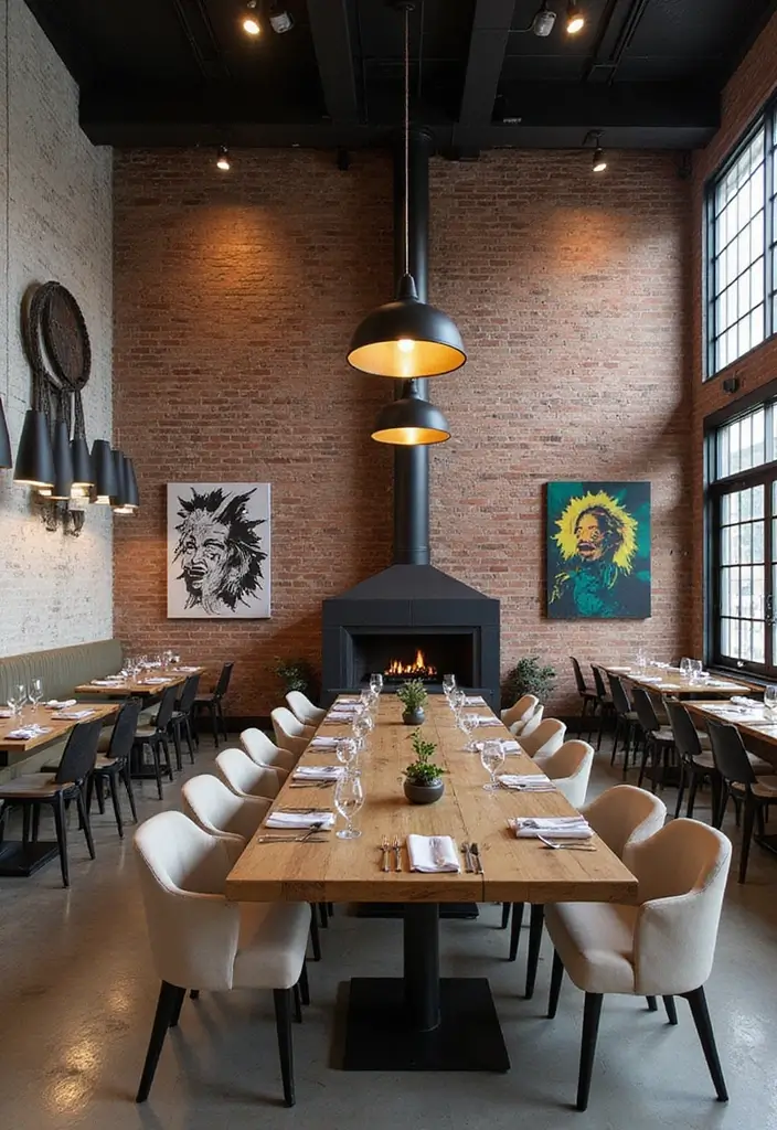 25 Dining Rooms with Fireplace That Feel Extra Cozy - 13. Urban Loft Style