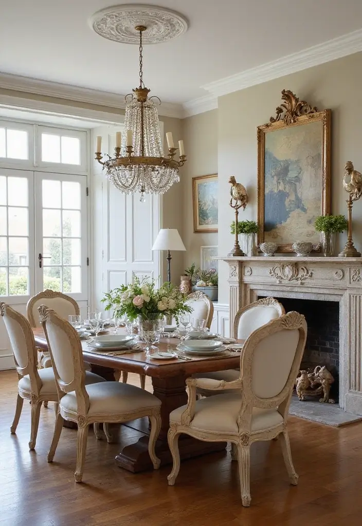 25 Dining Rooms with Fireplace That Feel Extra Cozy - 4. Elegant French Country