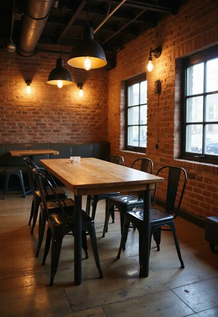 25 Eclectic Dining Room Designs That Mix and Match Beautifully - 3. Rustic Warmth with Industrial Touches