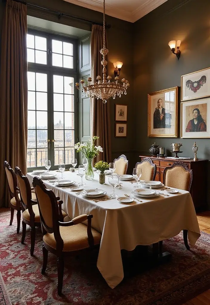 25 Eclectic Dining Room Designs That Mix and Match Beautifully - 5. Eclectic Elegance with Artful Arrangements