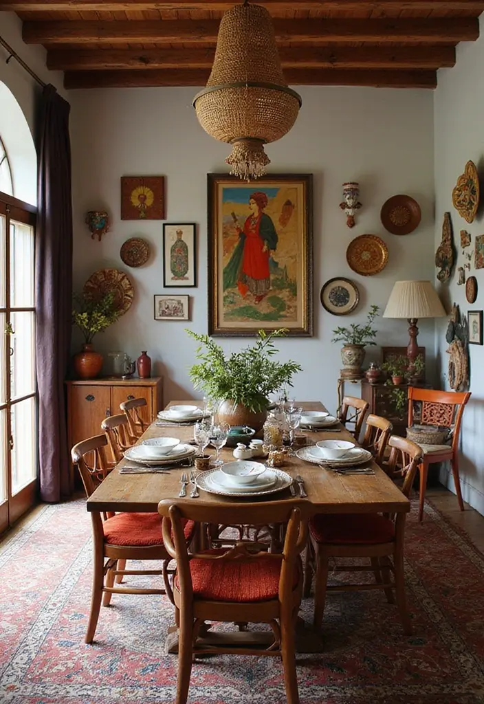 25 Eclectic Dining Room Designs That Mix and Match Beautifully - 7. Global Inspirations with Cultural Accents