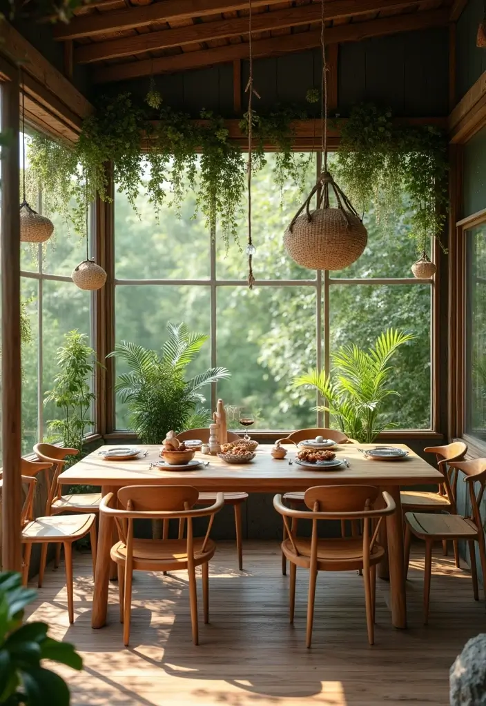 25 Eclectic Dining Room Designs That Mix and Match Beautifully - 8. Nature-Inspired with Earthy Elements