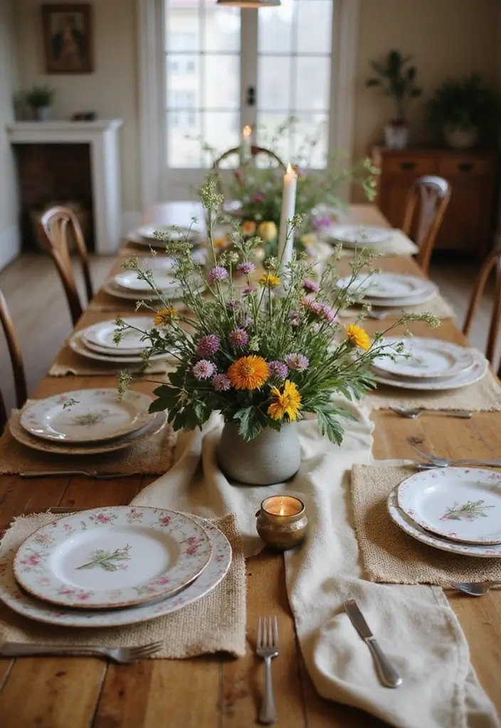 25 French Country Dining Room Designs with Rustic Elegance - 1. Rustic Farmhouse Table Centerpiece