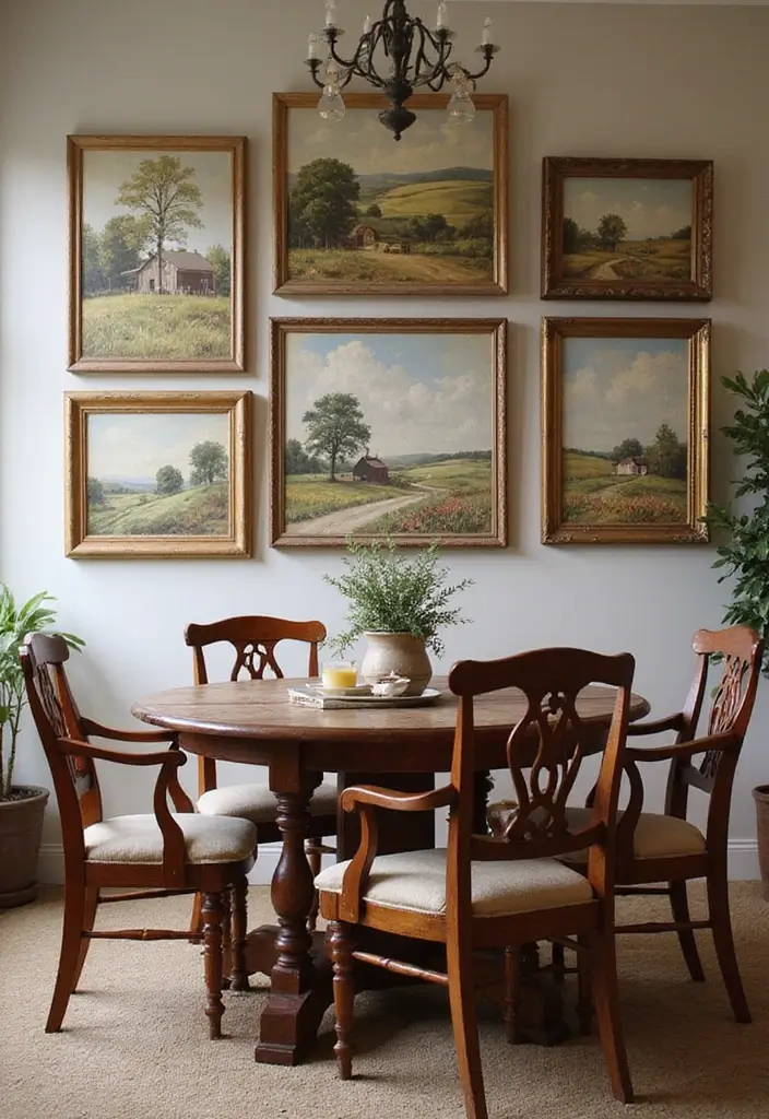 25 French Country Dining Room Designs with Rustic Elegance - 13. Rustic Wall Art