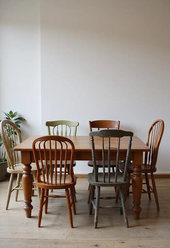 25 French Country Dining Room Designs with Rustic Elegance - 15. Mismatched Dining Chairs
