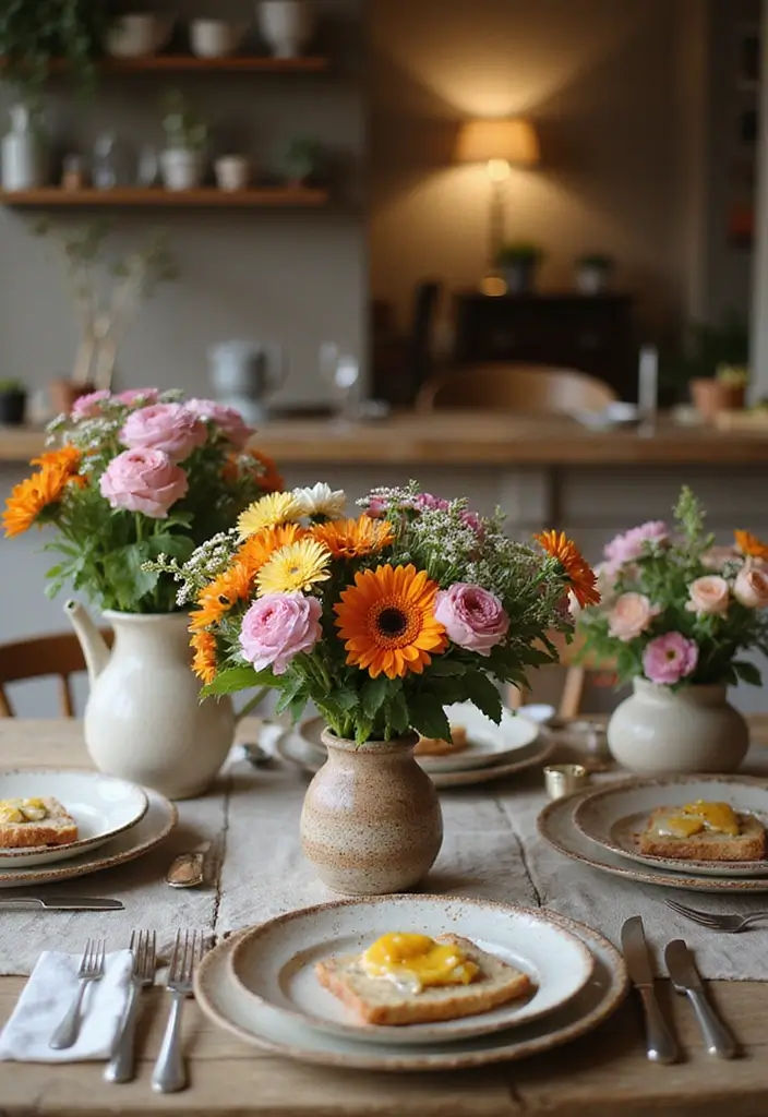 25 French Country Dining Room Designs with Rustic Elegance - 20. Flower Arrangements
