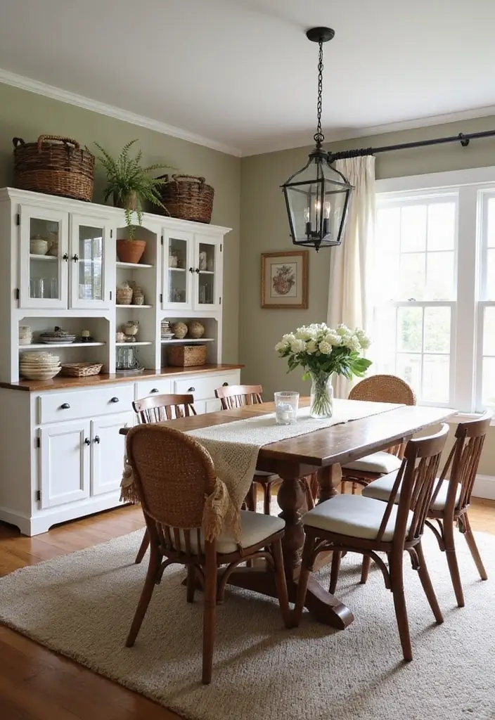 25 French Country Dining Room Designs with Rustic Elegance - 24. Farmhouse Style Storage
