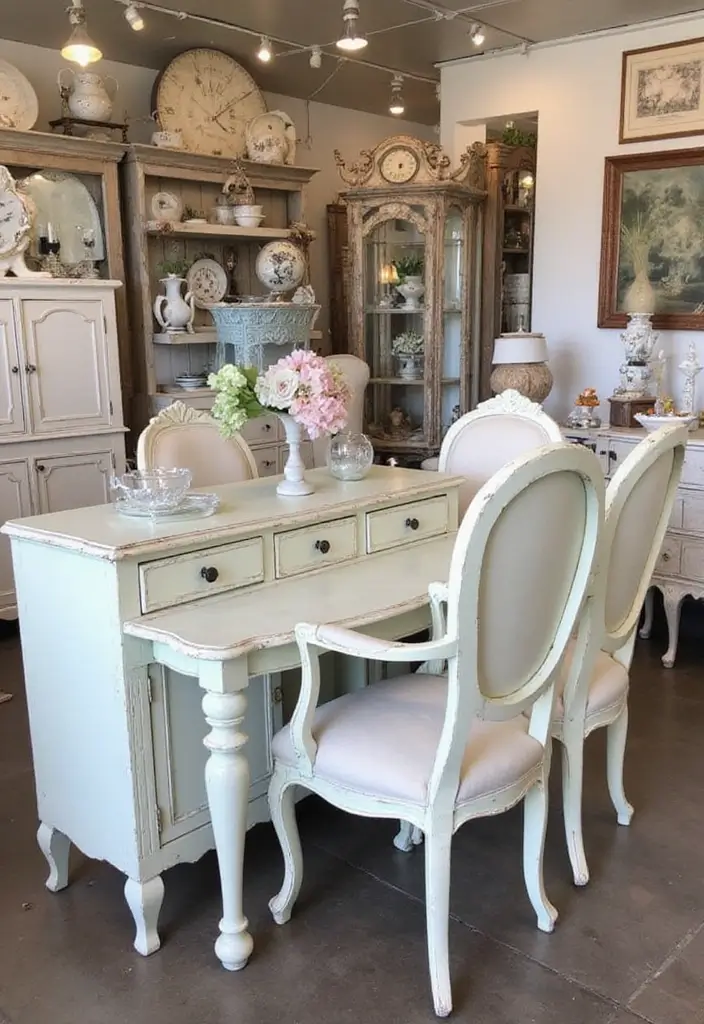 25 French Country Dining Room Designs with Rustic Elegance - 3. Painted French Furniture