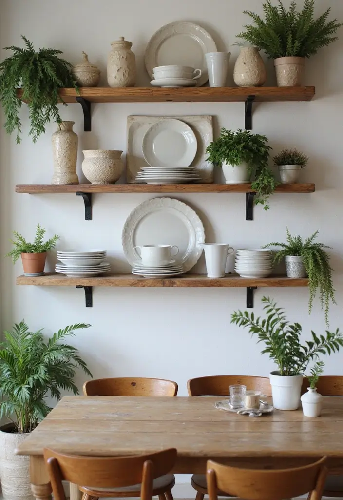 25 French Country Dining Room Designs with Rustic Elegance - 8. Open Shelving