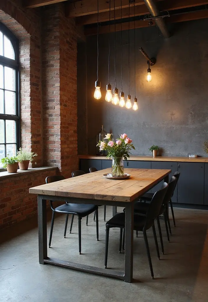 25 Mid Century Modern Dining Room Looks That Stay Trendy - 4. Industrial Mid-Century Fusion