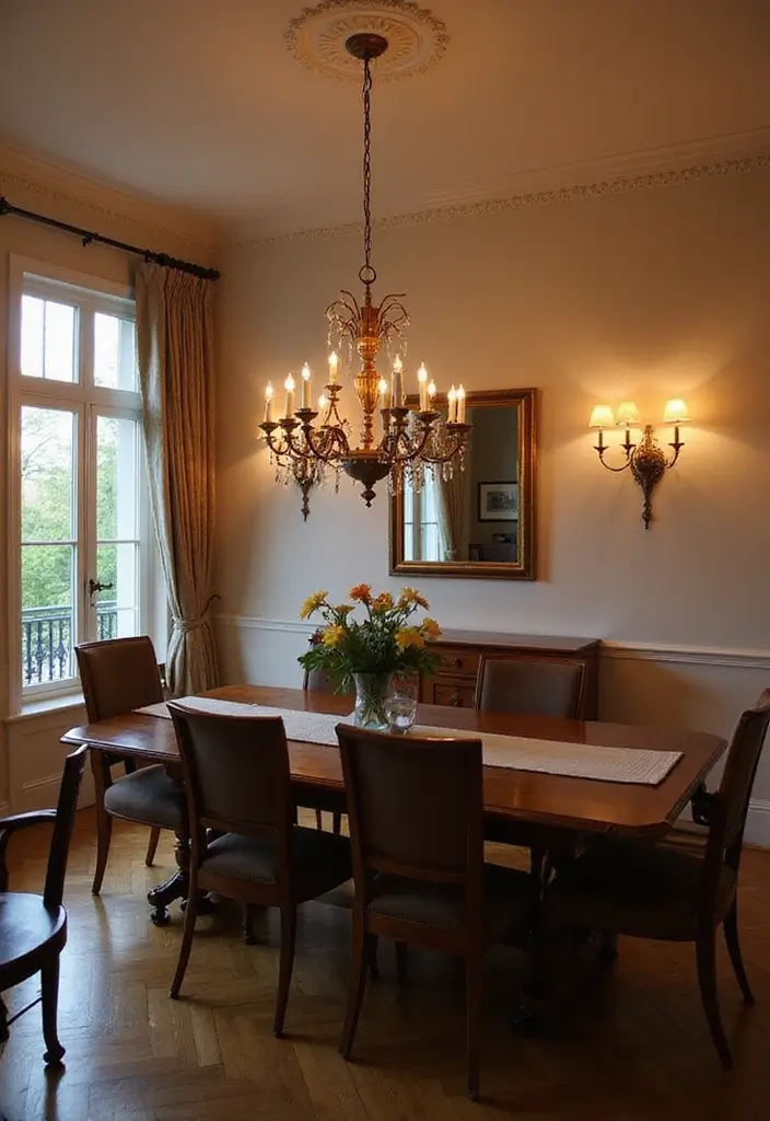 25 Traditional Dining Room Ideas That Never Go Out of Style - 10. Vintage Lighting Fixtures