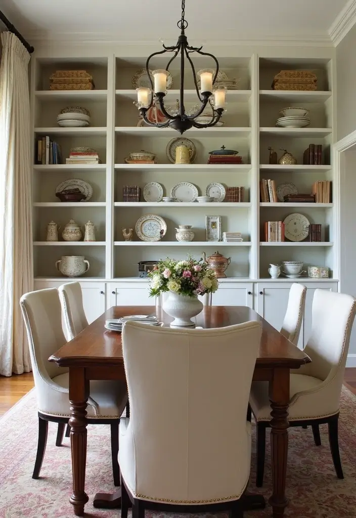 25 Traditional Dining Room Ideas That Never Go Out of Style - 21. Built-In Shelving