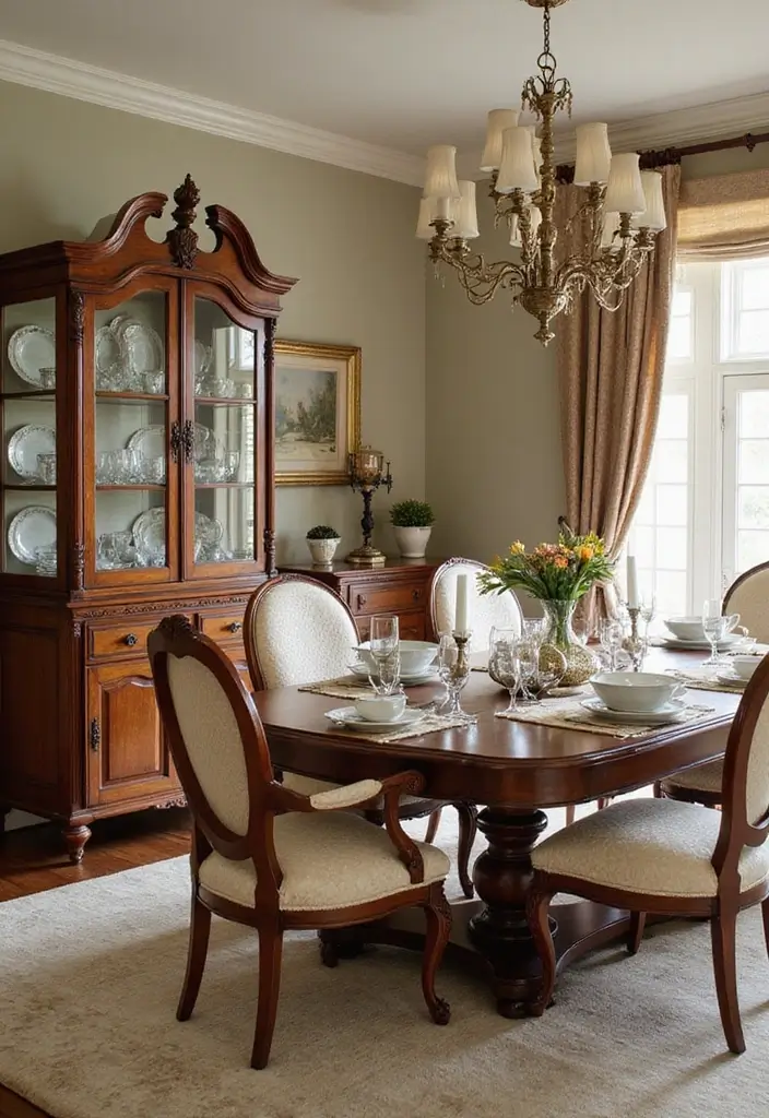 25 Traditional Dining Room Ideas That Never Go Out of Style - 5. Antique Furniture Finds