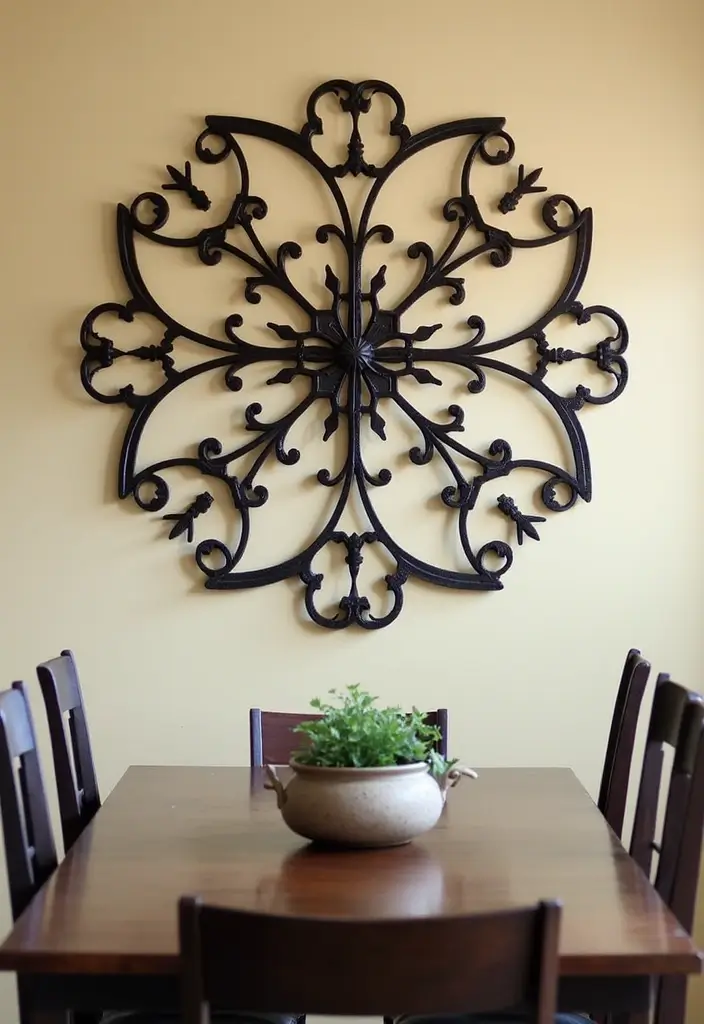 25 Wall Decor for Dining Room Spaces That Wow Guests 3 25 Wall Decor for Dining Room Spaces That Wow Guests - 4. Metal Wall Art