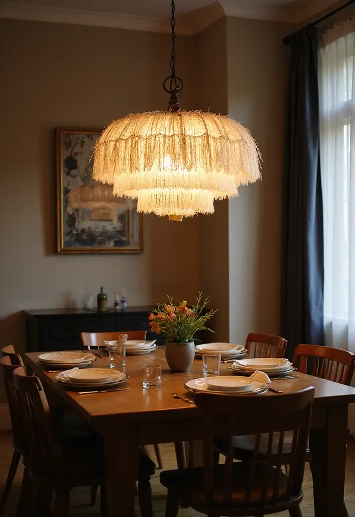 26 Cozy Dining Room Ideas Perfect for Family Gatherings - 10. Statement Lighting Fixtures