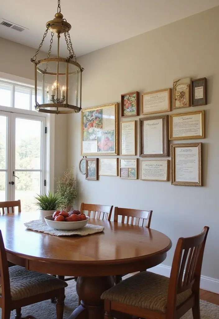 26 Cozy Dining Room Ideas Perfect for Family Gatherings - 21. Family Recipe Display