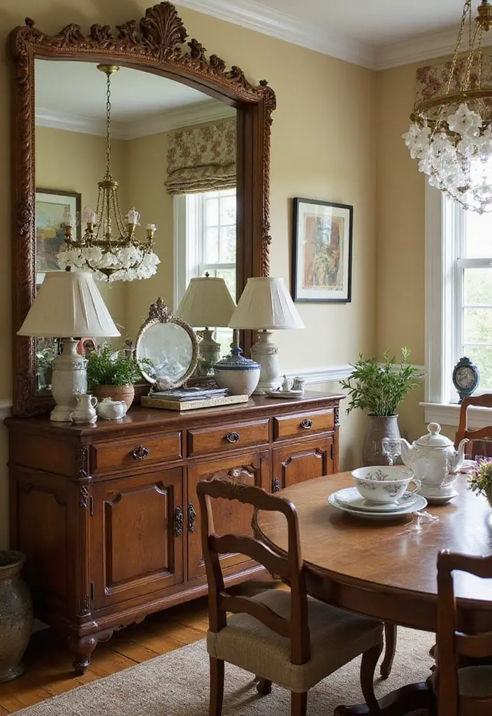 26 Cozy Dining Room Ideas Perfect for Family Gatherings - 5. Vintage Accents