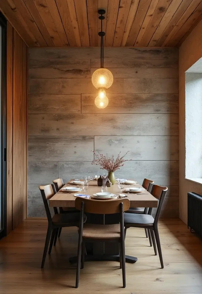 26 Cozy Dining Room Ideas Perfect for Family Gatherings - 8. Earthy Wall Treatments
