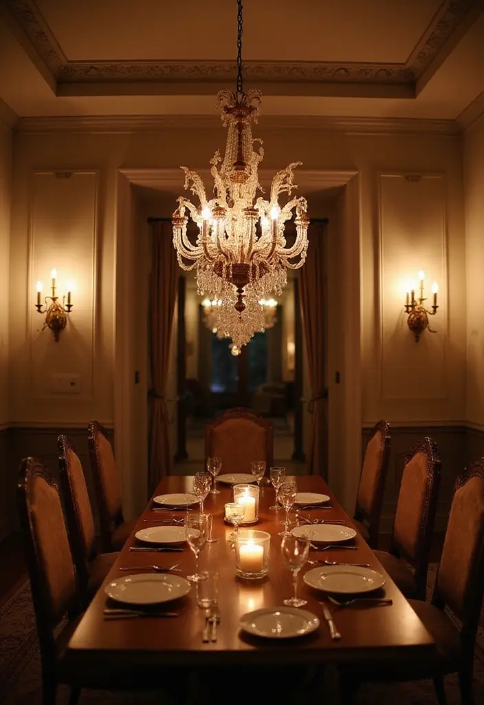 26 Formal Dining Room Designs That Feel Elegant and Timeless - 10. Sophisticated Lighting Layers