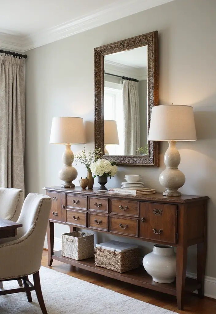 26 Formal Dining Room Designs That Feel Elegant and Timeless - 15. Elegant Buffet Tables