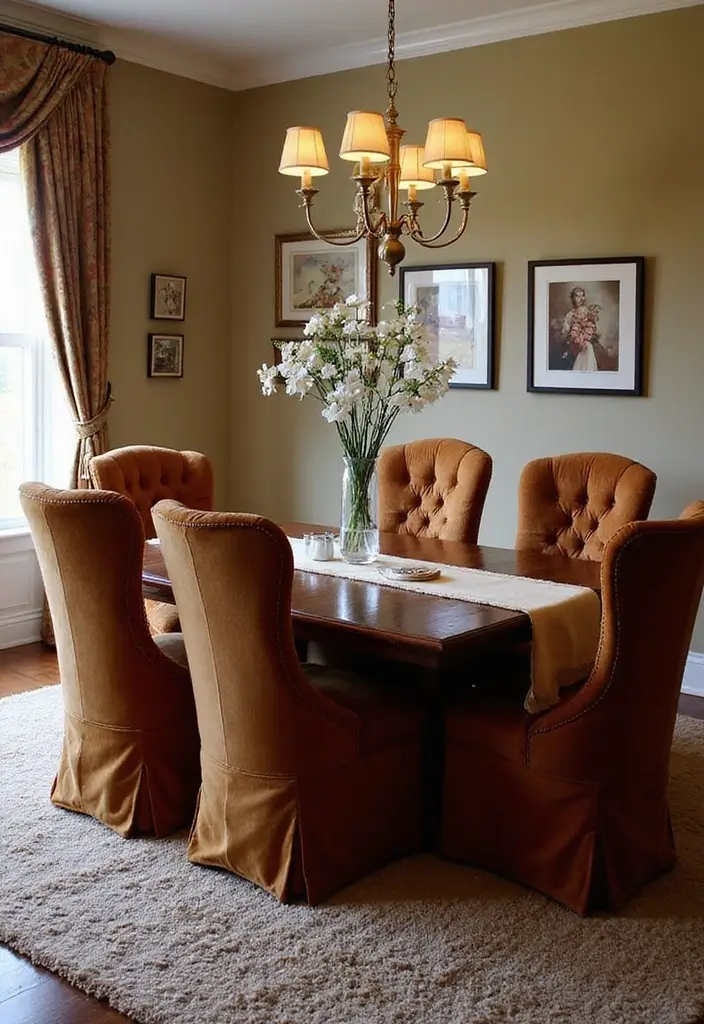 26 Formal Dining Room Designs That Feel Elegant and Timeless - 3. Luxurious Fabric Choices