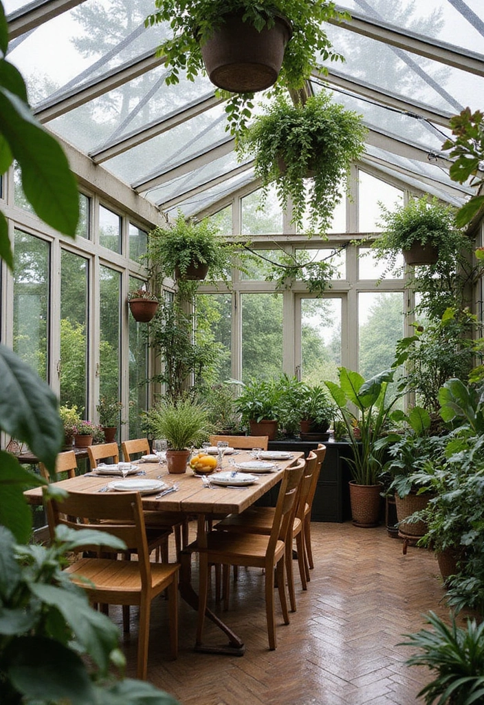 26 Sunroom Dining Room Designs with Natural Light Magic 22 26 Sunroom Dining Room Designs with Natural Light Magic - 22. Greenhouse Vibes