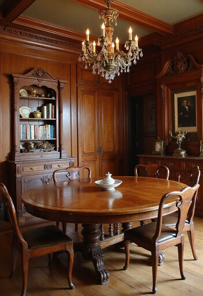 26 Victorian Dining Room Inspirations Full of Drama 13 26 Victorian Dining Room Inspirations Full of Drama - 13. Polished Wood Finishes