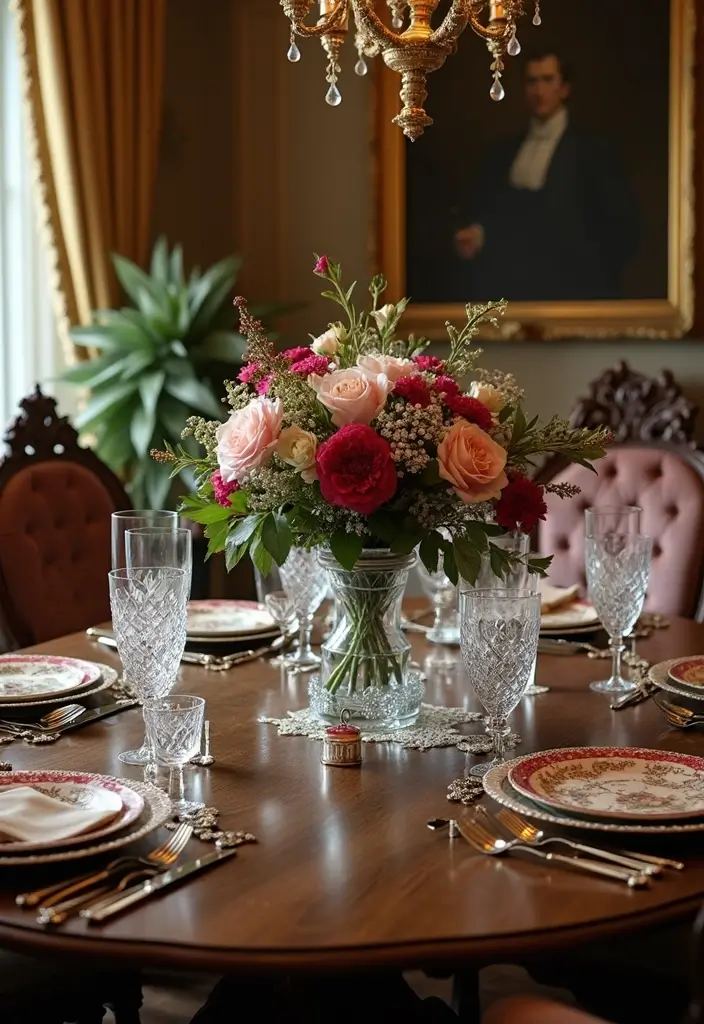 26 Victorian Dining Room Inspirations Full of Drama 9 26 Victorian Dining Room Inspirations Full of Drama - 9. Vintage Centerpieces