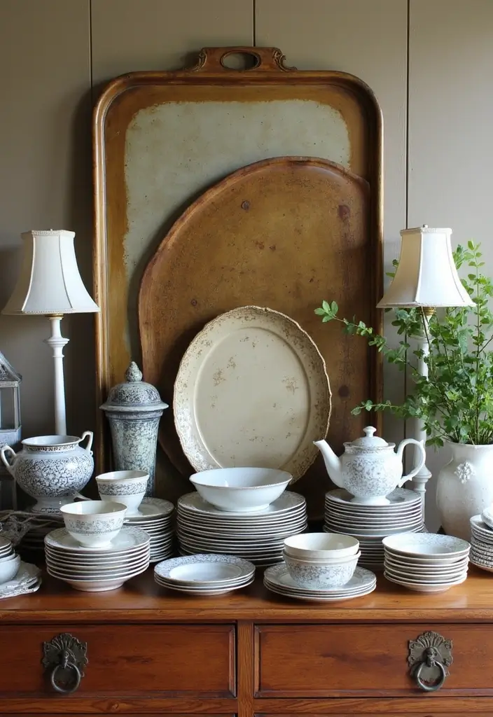 27 Dining Room Buffet Styling Tricks That Look Designer - 22. Vintage Finds