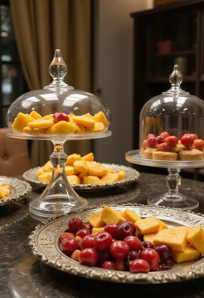 27 Dining Room Buffet Styling Tricks That Look Designer - 8. Elegant Cloche Displays