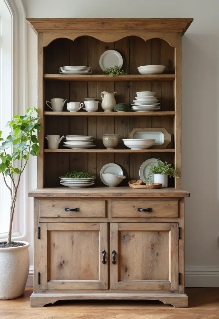 27 Dining Room Cabinet Ideas That Blend Style and Storage - 1. Rustic Farmhouse Charm
