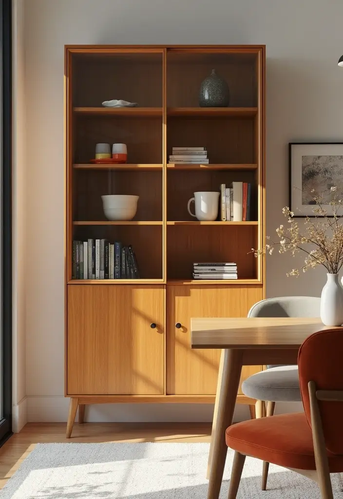 27 Dining Room Cabinet Ideas That Blend Style and Storage - 2. Sleek Mid-Century Modern