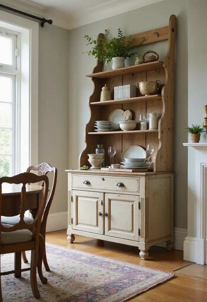 27 Dining Room Cabinet Ideas That Blend Style and Storage - 21. Vintage Ladder-Back Cabinet
