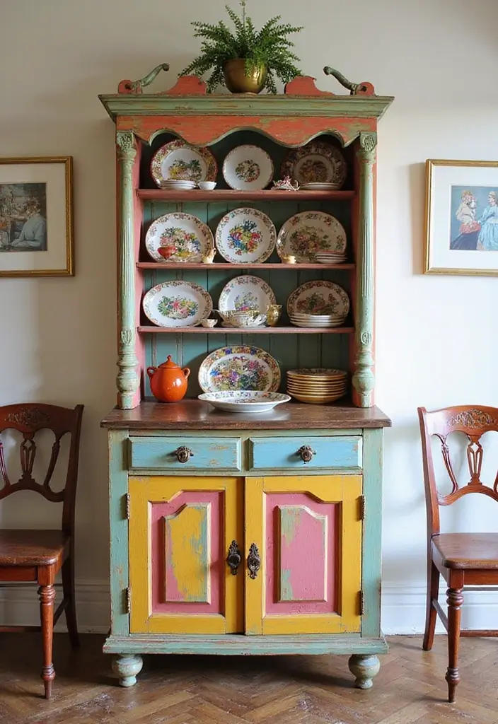27 Dining Room Cabinet Ideas That Blend Style and Storage - 23. Colorful Painted Cabinet