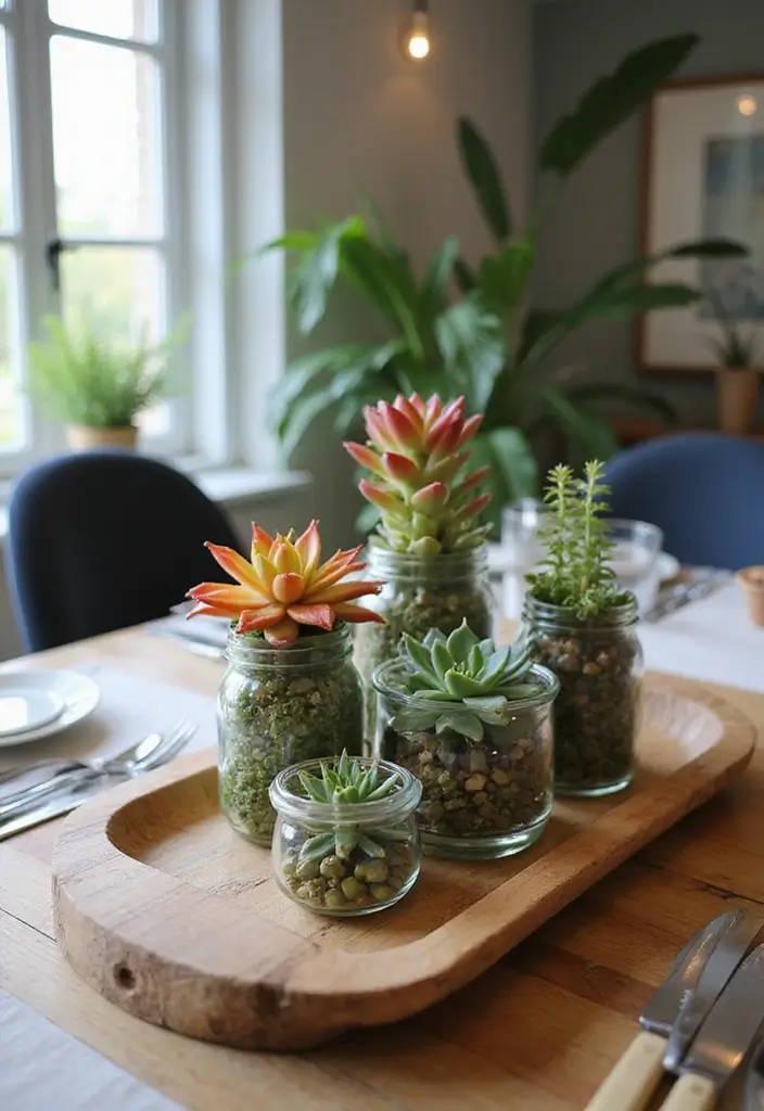 27 Dining Room Table Centerpiece Ideas That Pop - 1. Succulent Serenity