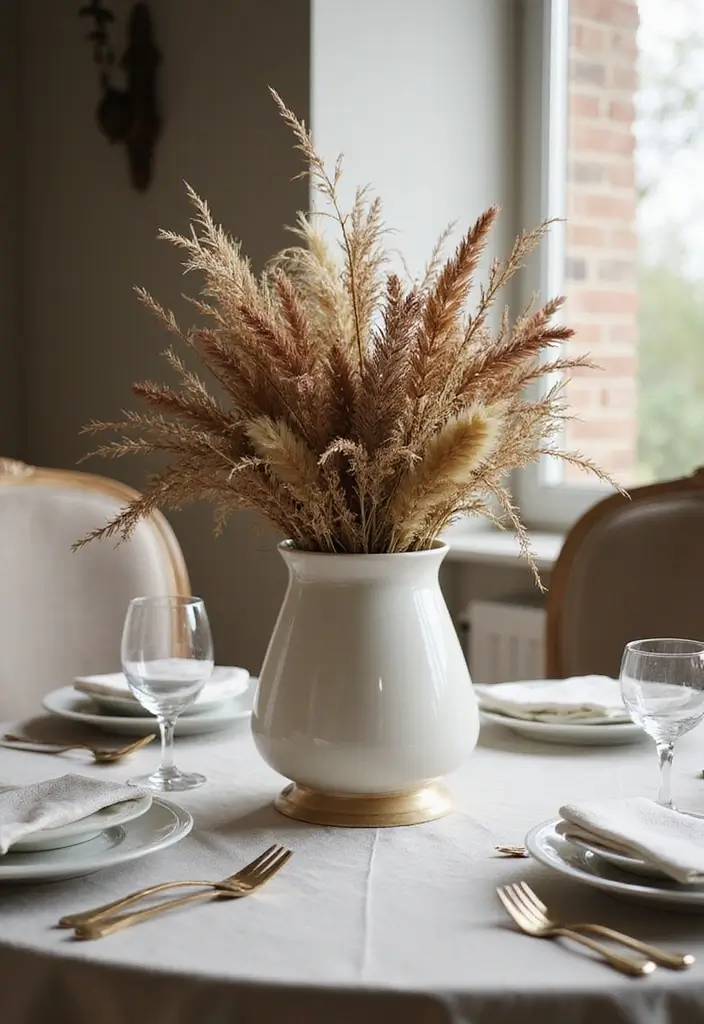 27 Dining Room Table Centerpiece Ideas That Pop - 12. Dried Flower Bouquet