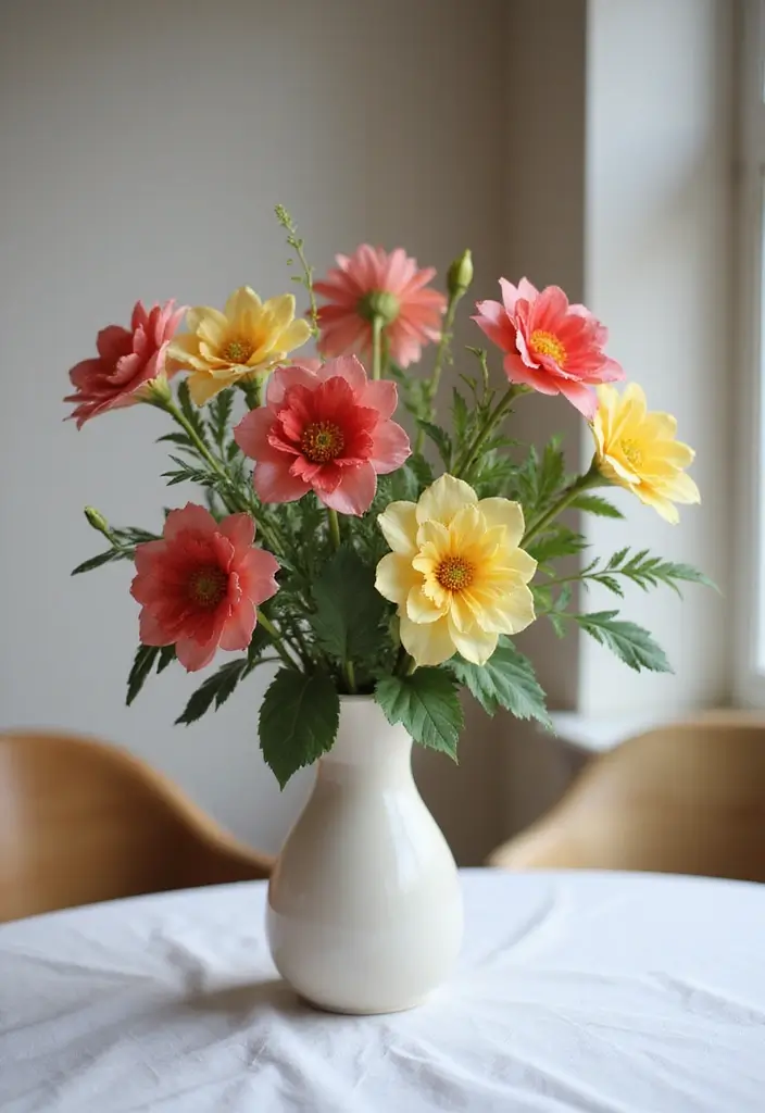 27 Dining Room Table Centerpiece Ideas That Pop - 17. Eco-Friendly Paper Flowers