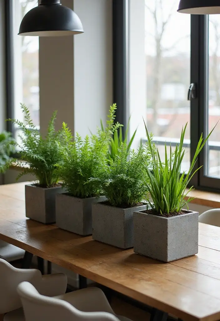27 Dining Room Table Centerpiece Ideas That Pop - 21. Modular Plant Centerpiece
