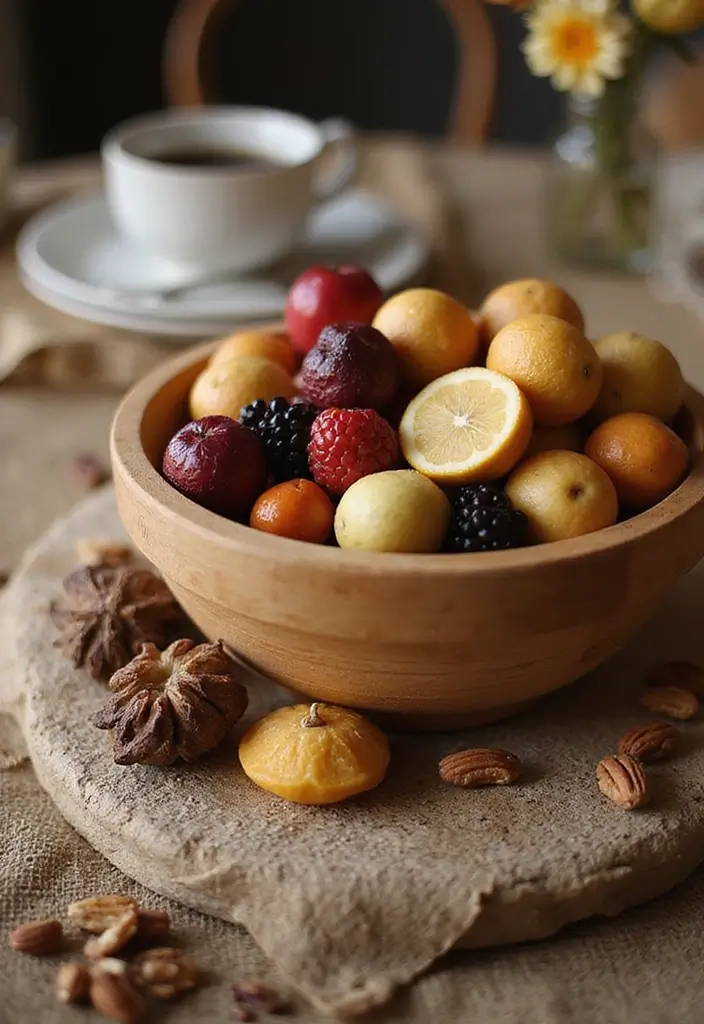 27 Dining Room Table Centerpiece Ideas That Pop - 22. Earthy Wooden Bowls